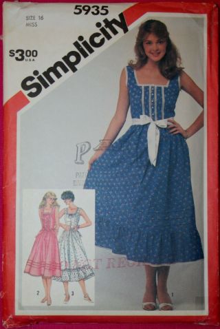 1983 Simplicity 5935 Misses Sundress In 2 Lengths Similar To Gunne Sax Size 16