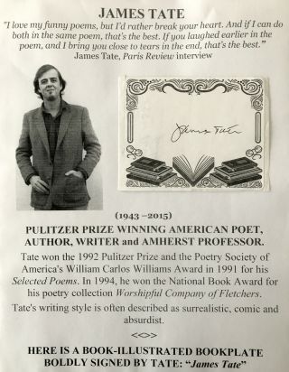 Pulitzer Prize Poet Author Amherst Professor Tate Autograph Signed Bookplate Vf,