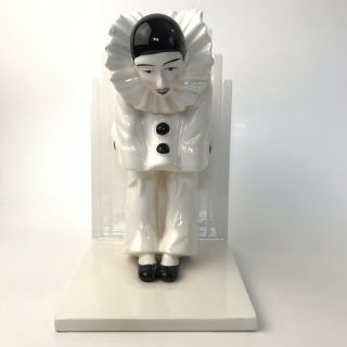 Sigma Taste Setter Black & White Pierrot Clown Mime Art Deco Ceramic Bookend 2