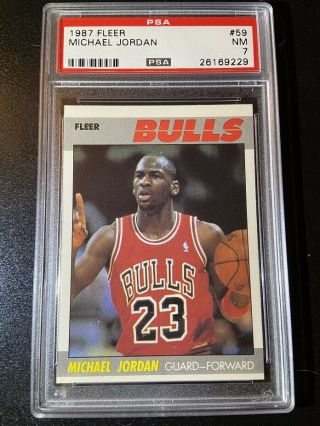 1987 - 88 Fleer Michael Jordan 59 Psa 7 Nm Chicago Bulls