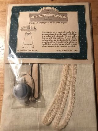 Gail Wilson Early American Doll Kit Night Gown And Coat Hanger