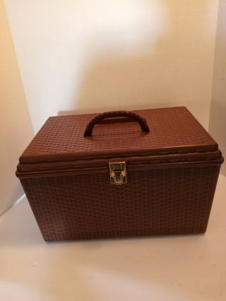 Wil - Hold/wilson/ Large Plastic Brown Sewing Box W/ 2 Trays For Organizing