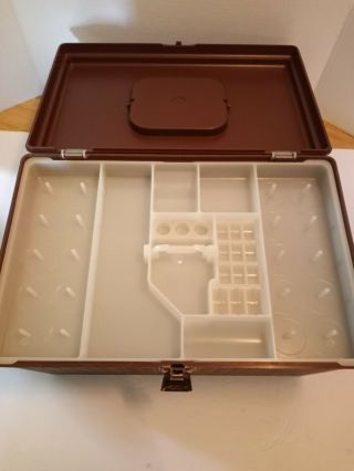 WIL - HOLD/WILSON/ LARGE PLASTIC BROWN SEWING BOX w/ 2 TRAYS FOR ORGANIZING 2