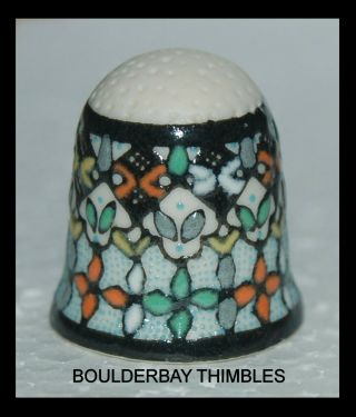 Javier Servin Intricate Hand Painted Thimble Guanajuato,  Mexico - Bk5