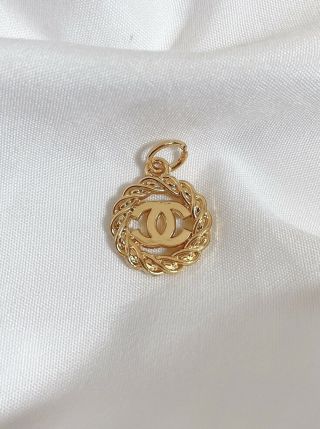 Chanel Cc Gold Plated Button Metal Zipper Pull,  Double - Sided,  16mm