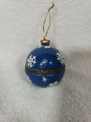 Blue Blub - Hanging Ornament - Porcelain Hinged - Box No Trinket A8