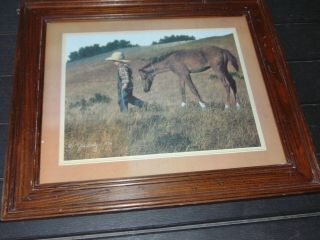 Home Interiors Headed Home Boy & Horse 1979 Framed Picture By Jim Daly 20 " X18 "