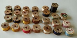 Vintage 27 Wooden Spools Belding Corticelli Coats Buttonhole Pure Silk Thread