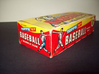 1957 Topps 5¢ dated empty wax display box G/VG tough 2