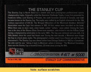 1990 - 91 Pro Set The Stanley Cup Hologram 417/5000 READ 2