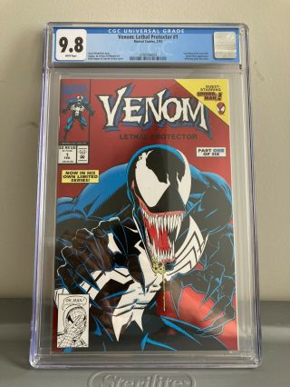 Venom Lethal Protector 1 Cgc 9.  8 1st Solo Marvel 1993 Red Holografx Michelinie