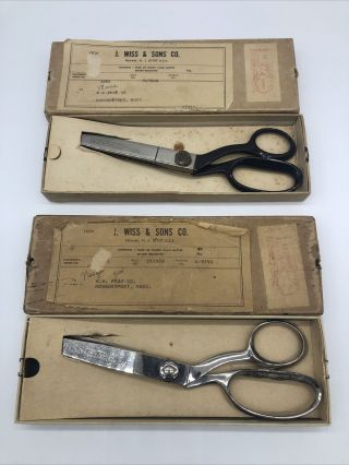 Vintage J.  Wiss Pinking Shears Scissors 1970408 & 1965443 Two Pair