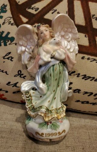 Fitz & Floyd Classic Peaceable Kingdom Angel With Sheep Ornament Figurine 1999