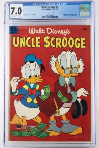 Uncle Scrooge 4 - Cgc 7.  0 Fn/vf - Dell 1954 - Donald Duck & Beagle Boys App