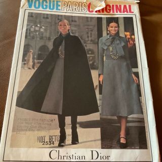 Vtg Vogue Christian Dior Pattern,  2534.  Ms.  Dress And Cape.  Sz 8