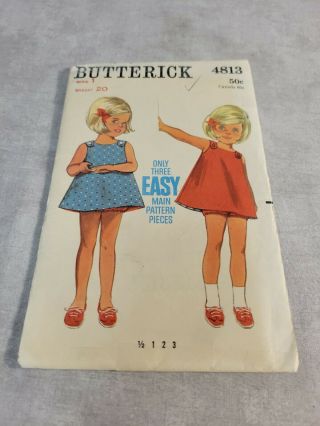 Vintage Buttericks Sewing Pattern,  4813,  Size 1,  Toddler Dress/shirt,  Girl,  Cut