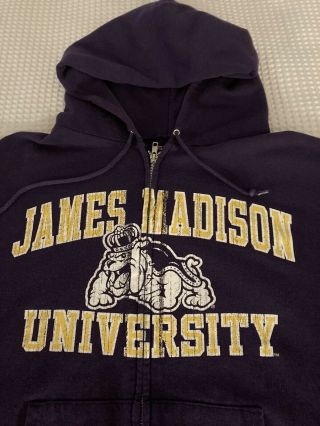 James Madison University Dukes Zip Up Hoodie Sweatshirt L Pre - Owned Jansport