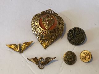 6 Vintage Antique Buttons And Pins Superior Navy “we The People” Patriotic Eagle