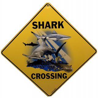 Shark Crossing Metal Sign 12 