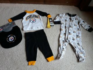 Infant/baby Pittsburgh Steelers Clothes And Bibs 6 Mo And 6 - 9 Mo