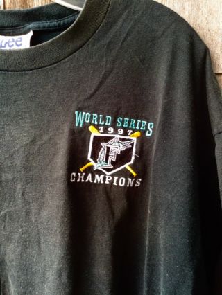 Vintage Black Embroidered Florida Marlins 1997 World Series Champions Xxl T Shir
