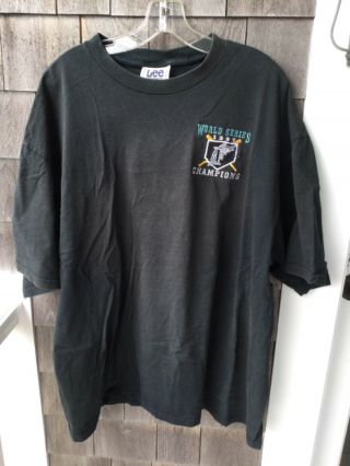 Vintage Black Embroidered Florida Marlins 1997 World Series Champions XXL T Shir 2