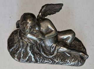 Vintage Maitland - Smith Bronze Reclining Cherub Statue W/ Wings Figure Angel