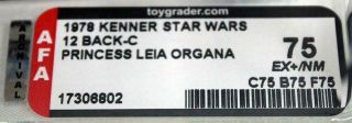Vintage Star Wars 12 Back - C Princess Leia Organa AFA 75 EX,  /NM (C75 B75 F75) NR 2