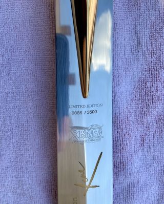 LIMITED EDITION Xena Warrior Princess 10th Anniversary 18kt Gold Sword 0086 6