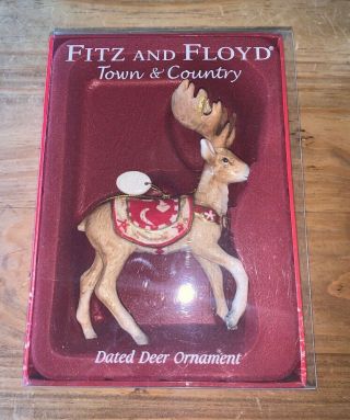 Fitz And Floyd Christmas Ornament Town And Country Reindeer Deer 2007