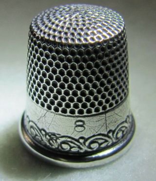 264 Scroll Design Sterling Silver Ketcham & Mcdougall Thimble (size 8)