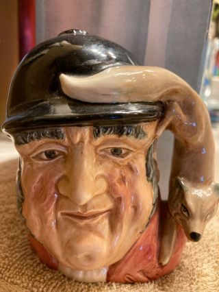 Royal Doulton England Toby Mug Jug Gone Away D6538 Man Hat Fox 4.  25”