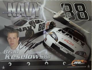 Autographed 2008 Brad Keselowski 88 Navy Accelerate Your Life Nascar Postcard