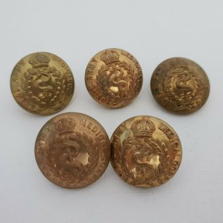 Ww1 Royal Army Medical Corps Ramc Set Of 5 25mm Brass Buttons