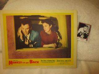 1957 Lobby Poster - " Monkey On My Back " - Barney Ross Story - Plus Ross Card