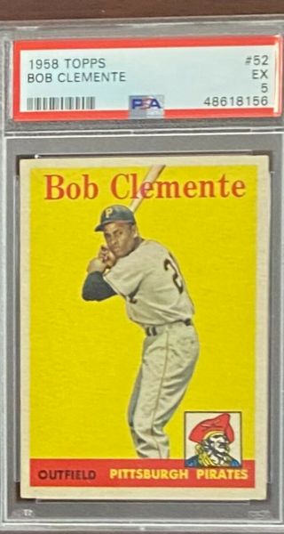 1958 Topps Roberto Clemente Psa 5 Well Centered Yellow Letters