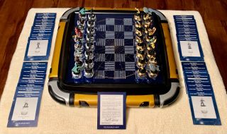Star Trek Next Generation Chess Set - Pewter & Crystal - Franklin - 1993