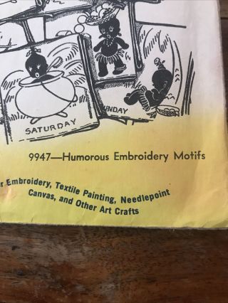 Vintage Aunt Martha’s Hot Iron Transfers 9947 Humorous Embroidery Motifs 2