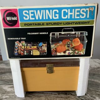 Vintage Wilson Wil - Hold Plastic Sewing Box - Large - Yellow -