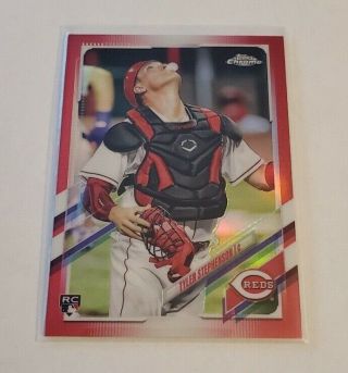 R71,  099 - 2021 Topps Chrome 111 Red Refractor Rookie Tyler Stephenson 2/5 Reds