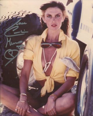 Bond Actress Caroline Munro Signed 8x10 Sexy Open Shirt Photo