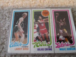 1980 - 1981 Topps Larry Bird/ Julius Erving/ Magic Johnson Basketball Card.