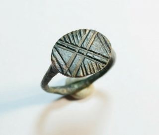 Massive Roman Ancient Bronze Ring - Cleaned / - Leg 10th