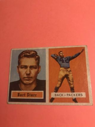 1957 Topps 119 Bart Starr Nfl Green Bay Packers Quarterback Rookie Card