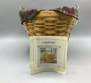 Longaberger 2002 Autumn Pail Basket with Falling Leaves Liner and protector 2