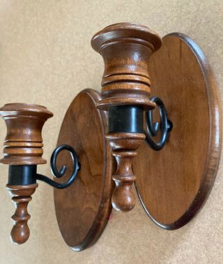 Home Interior Wood/metal Wall Candle Sconces - Set Of 2