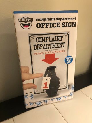Complaint Department Grenade Take A Number Sign.  Great Gag Gift.