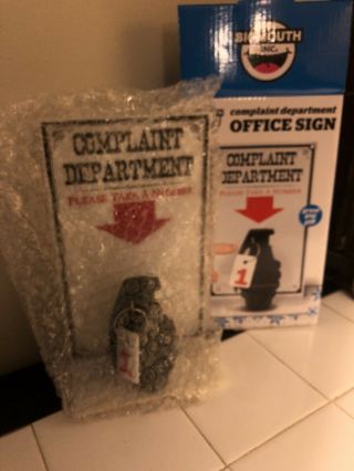 Complaint department grenade take a number Sign.  Great Gag Gift. 2