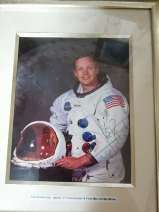 Neil Armstrong Signed Print Picture In Frame