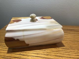 Vintage Marble Stone Trinket Box 4.  5”x3”x2” Made In Mexico Sticker